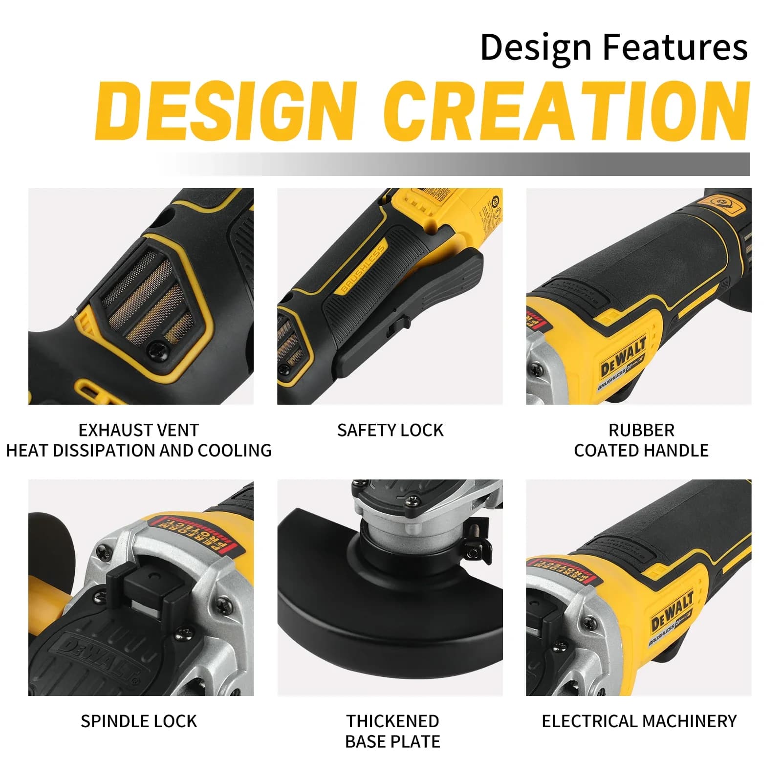 DeWalt DCG406 Cordless Angle Grinder | 20V Power | 125mm Wheel for Professional & DIY Use - Thumbnail 6