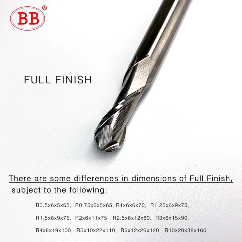 Ball Nose End Mill Set | 2 & 4 Flute CNC Milling Cutters | R0.5-R16 Radius for Metal Machining - Thumbnail 5