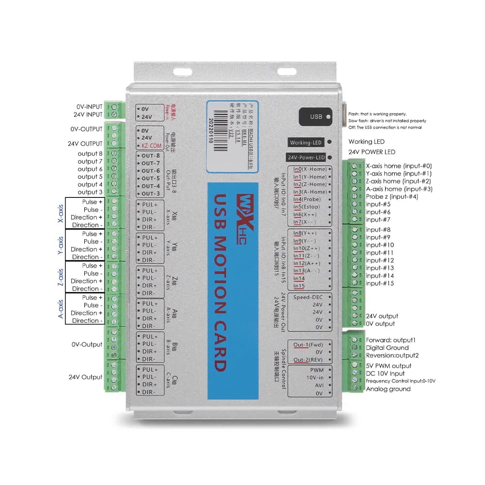 CNC Motion Control Board | 3/4/6-Axis USB/Ethernet | Mach3 Compatible | Windows 10/7/XP - Thumbnail 2