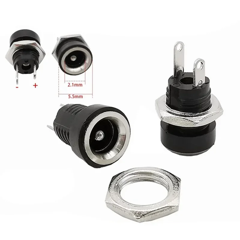 DC Power Jack Connector Kit | 5.5x2.1mm Panel Mount Socket & Plug Adapter | 10-Piece Set - Thumbnail 5
