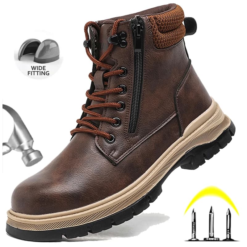 Work Boots | Steel Toe Safety Shoes with Side Zipper | Industrial Puncture-Proof - Thumbnail 2