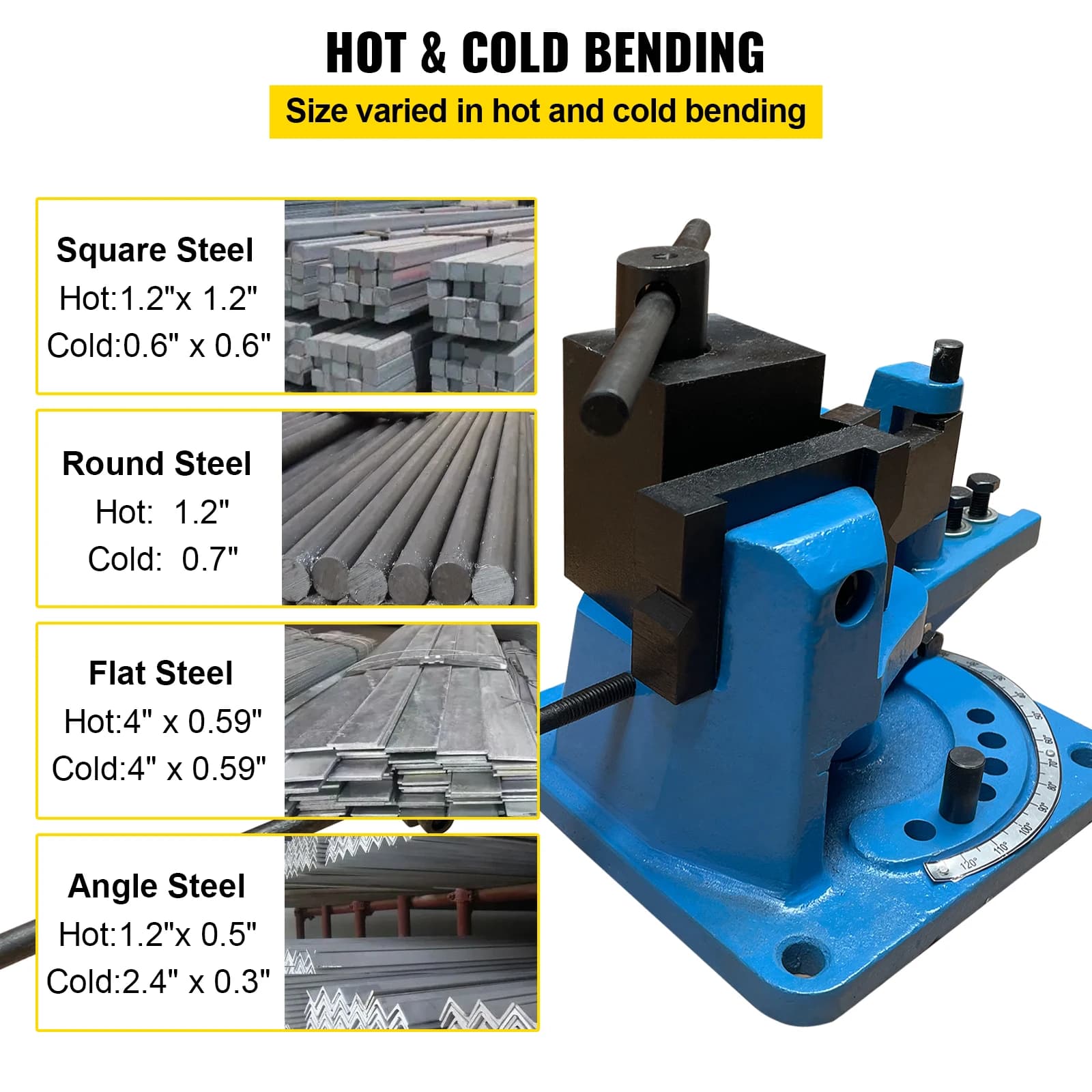 SucceBuy Pipe Bender UB-100 Manual Detachable Lever Hot & Cold Flat Round Angle Steel Tube 120-Degree Universal Bending Machine - Thumbnail 5
