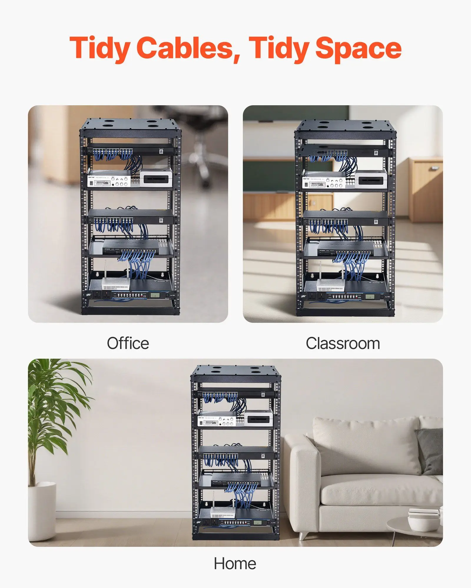 20U Open Frame Server Rack | Heavy-Duty 4-Post Design | Wall or Floor Mount - Thumbnail 5