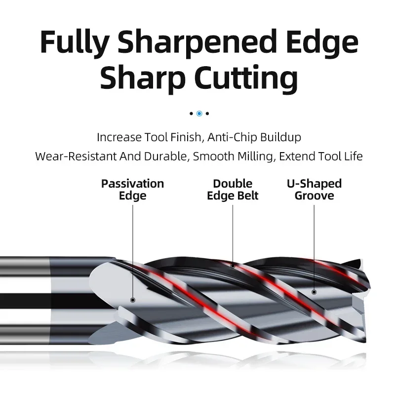CNC End Mill Set | Tungsten Carbide 2 & 4 Flute Cutters | Alloy Coating for Metal & Alloy Milling - Thumbnail 3