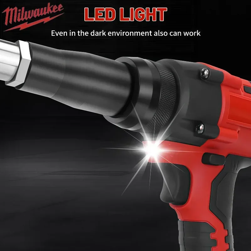 Milwaukee Brushless Cordless Rivet Gun | 4.8MM Automatic Riveter with LED Light | 18V Battery Tool - Thumbnail 2