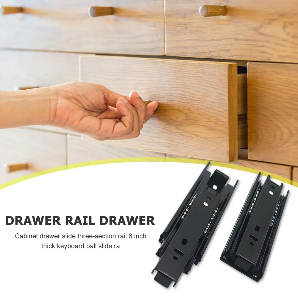 6-Inch Ball Bearing Drawer Slides | 2-Pack | Smooth Full-Extension Cabinet Runners - Thumbnail 5