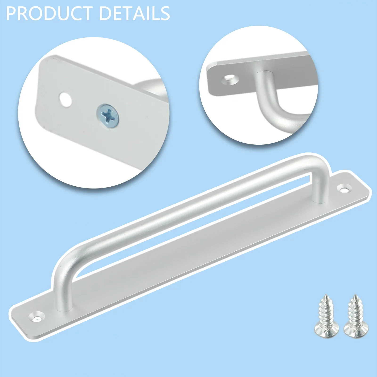 Alloy Sliding Door Handle | Non-Perforated Pull & Push Grip | For Gate, Toilet & Wood Doors - Thumbnail 4