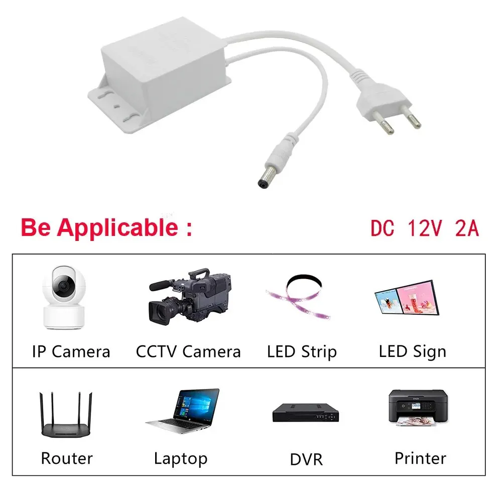 12V DC Power Adapter | Universal AC 100-240V Input | Waterproof Outdoor Charger for Camera & LED - Thumbnail 5