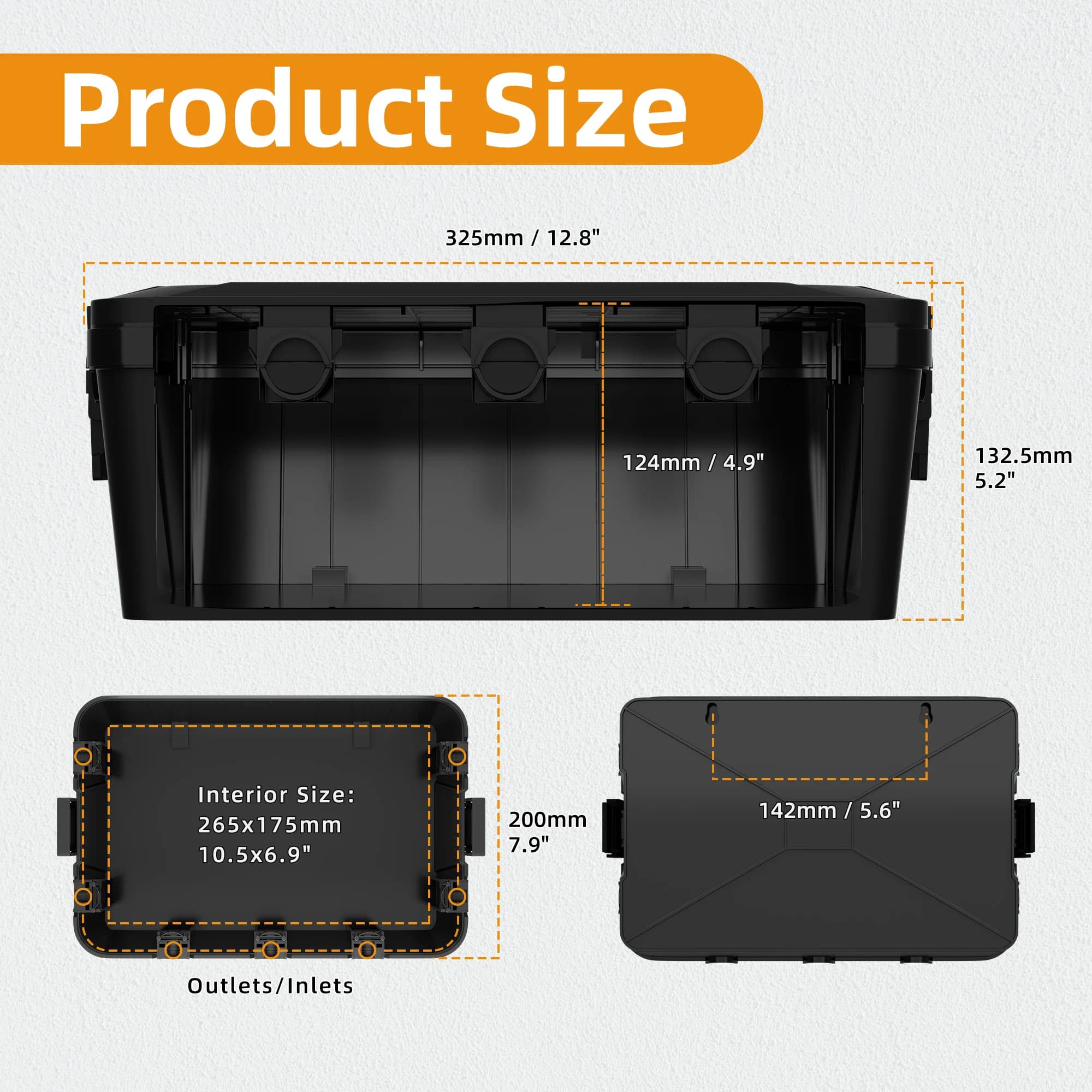 Heavy-Duty Outdoor Electrical Box | 13x8x5 Waterproof Cord Cover | Weatherproof Connection Enclosure - Thumbnail 3