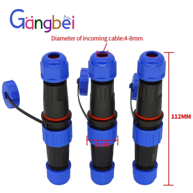 Waterproof Connector Plug | 2-4 Pin Screw Crimping | with Back Nut & Docking Flange - Thumbnail 6