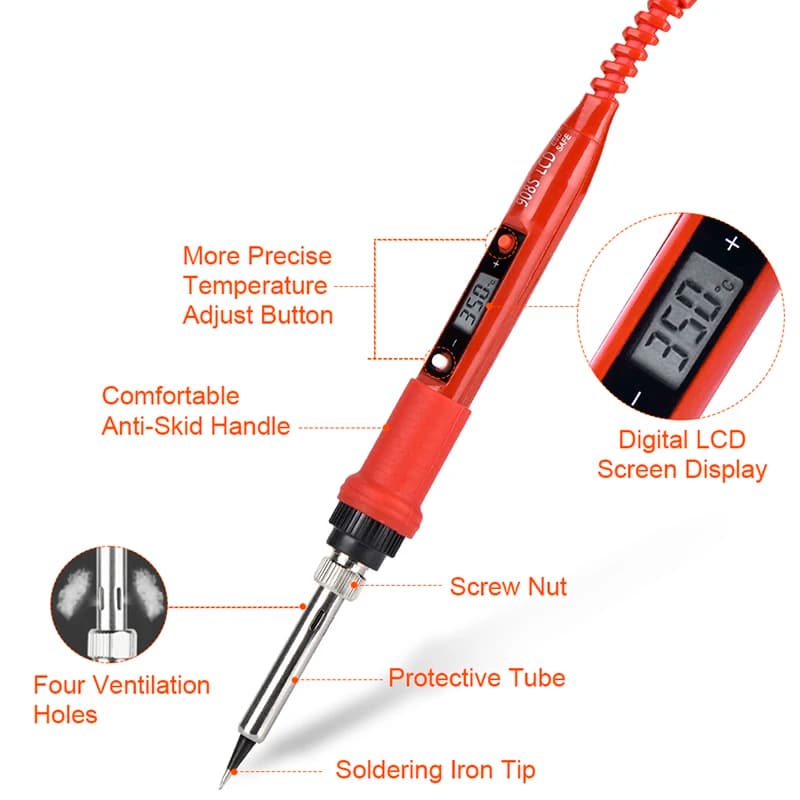 80W Digital Soldering Station | Adjustable Temperature Control | 220V Welding & Repair Kit with Tips - Thumbnail 3