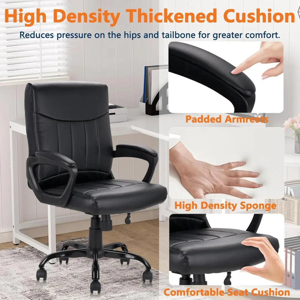 Executive Office Chair | Mid Back Computer Task Chair | Lumbar Support & Padded Armrests - Thumbnail 5