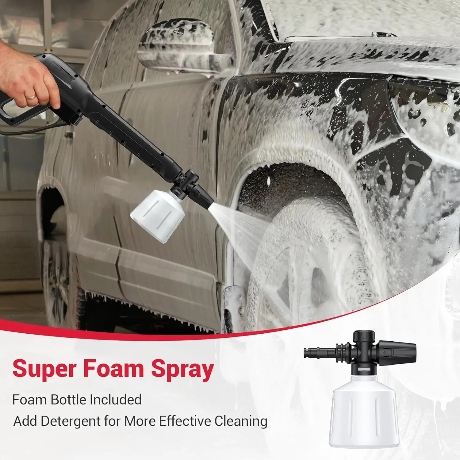 Pressure Washer | 3800 PSI 2.5 GPM High Power | Foam Cannon & 4 Nozzles for Cars, Driveways - Thumbnail 2