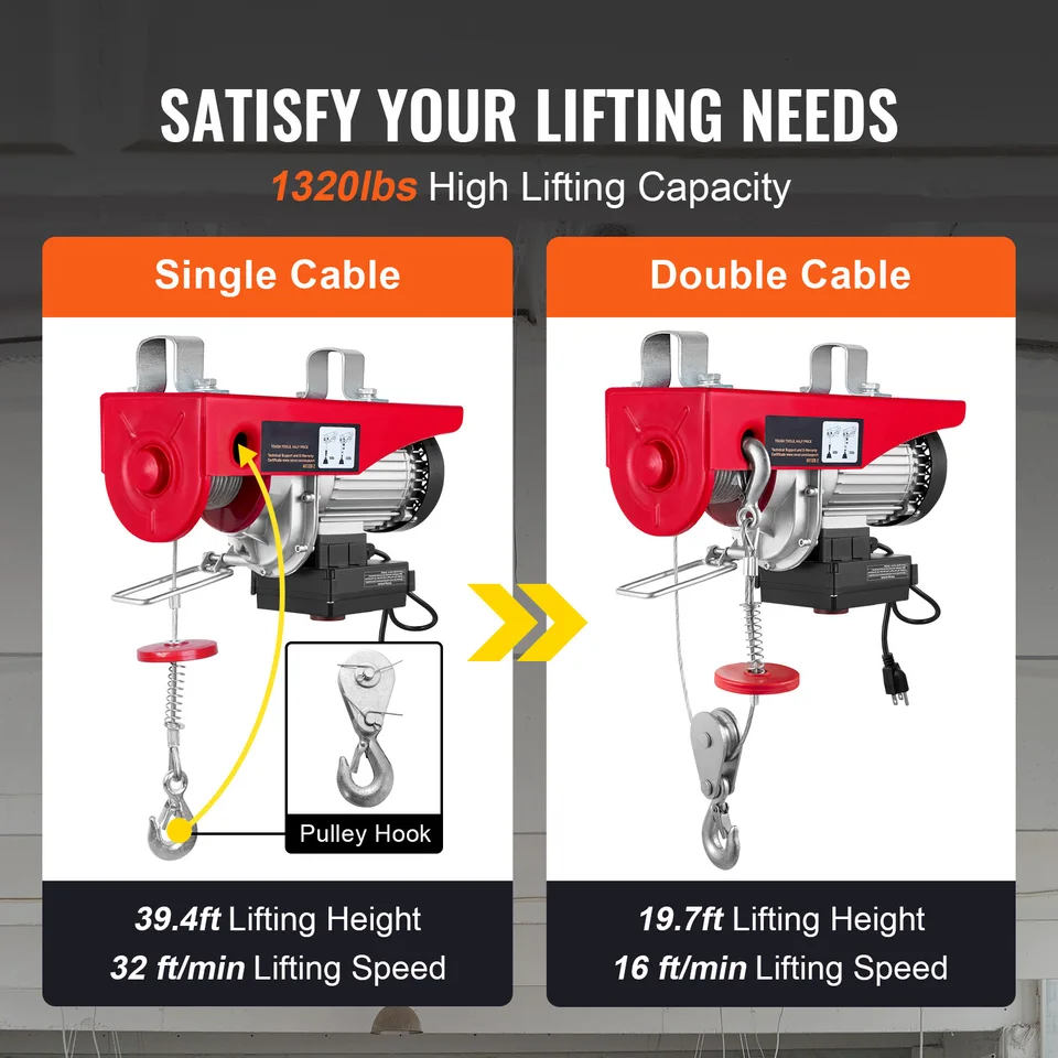Engine Crane Hoist | 1000kg Lifting Capacity | Garage Shop Cable Winch - Thumbnail 4