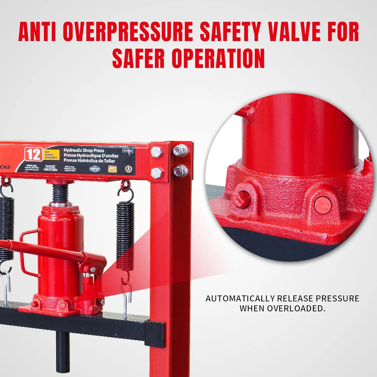12-Ton H-Frame Hydraulic Shop Press | Heavy-Duty Stamping & Bending for Garage - Thumbnail 5