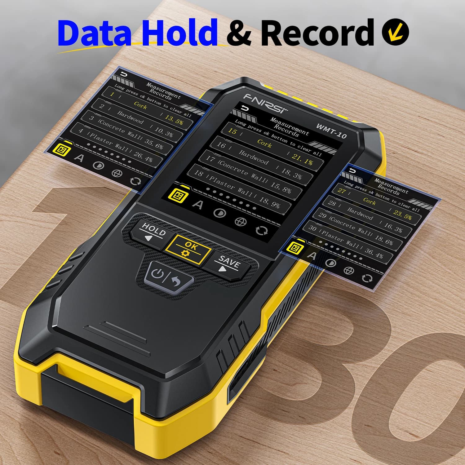 Wood Moisture Meter | Non-Contact Wall & Timber Detector | 17mm Depth | Humidity & Temperature Tester - Thumbnail 5