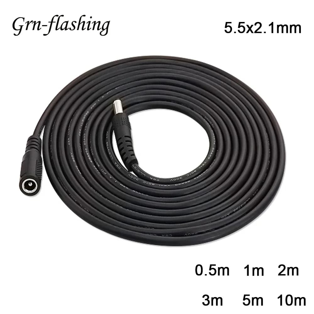 DC Power Extension Cable | 5.5x2.1mm Male to Female | 12V/24V for CCTV, LED Strips & Adapters - Thumbnail 2