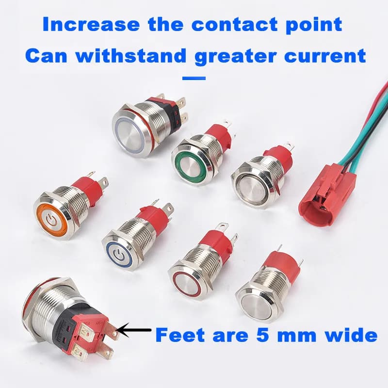 Heavy-Duty Waterproof Push Button Switch | 10A-20A High Current | 12V-24V Automotive & Industrial Grade - Thumbnail 7