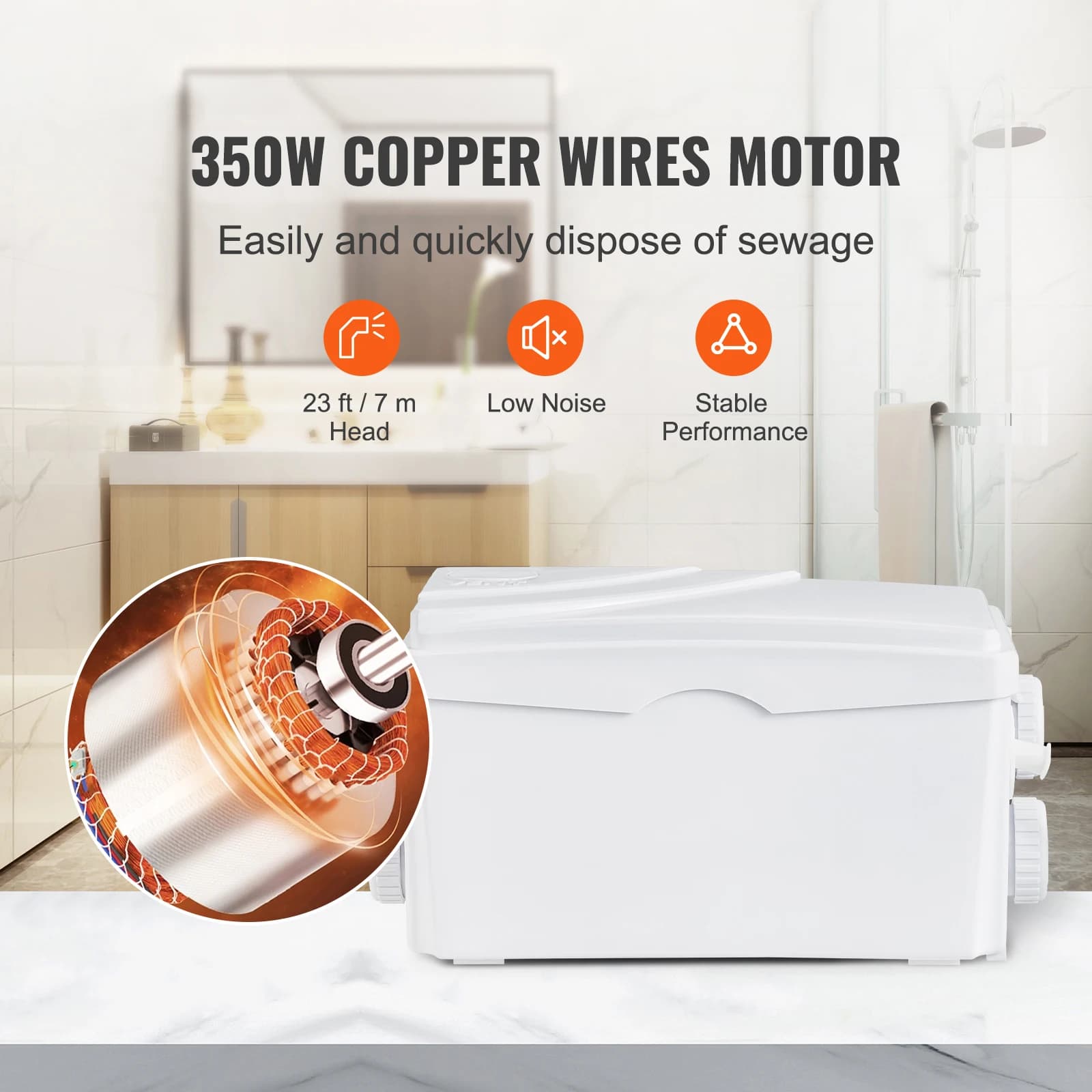 350W Macerator Sewage Pump | 6000L/h Flow with 3 Inlets | Sump & Water Disposal - Thumbnail 2