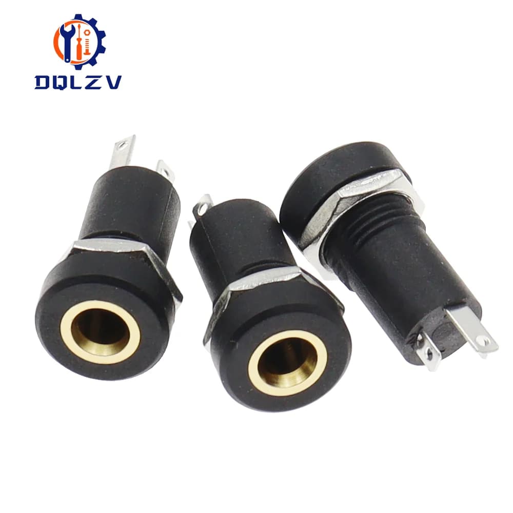 3.5mm Stereo Panel Mount Jack | PJ-392A Socket with Locking Nut | 1, 3, or 5-Pack - Thumbnail 2