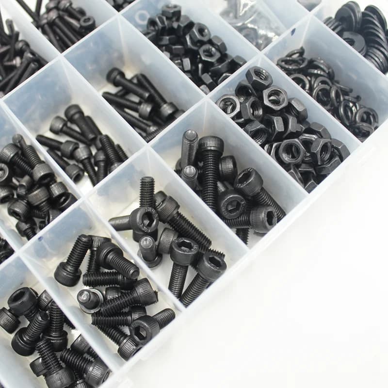 12.9 Hex Socket Screw Kit | DIN912 Black Carbon Steel Allen Bolts | M2-M6 Machine Screws with Nuts - Thumbnail 3