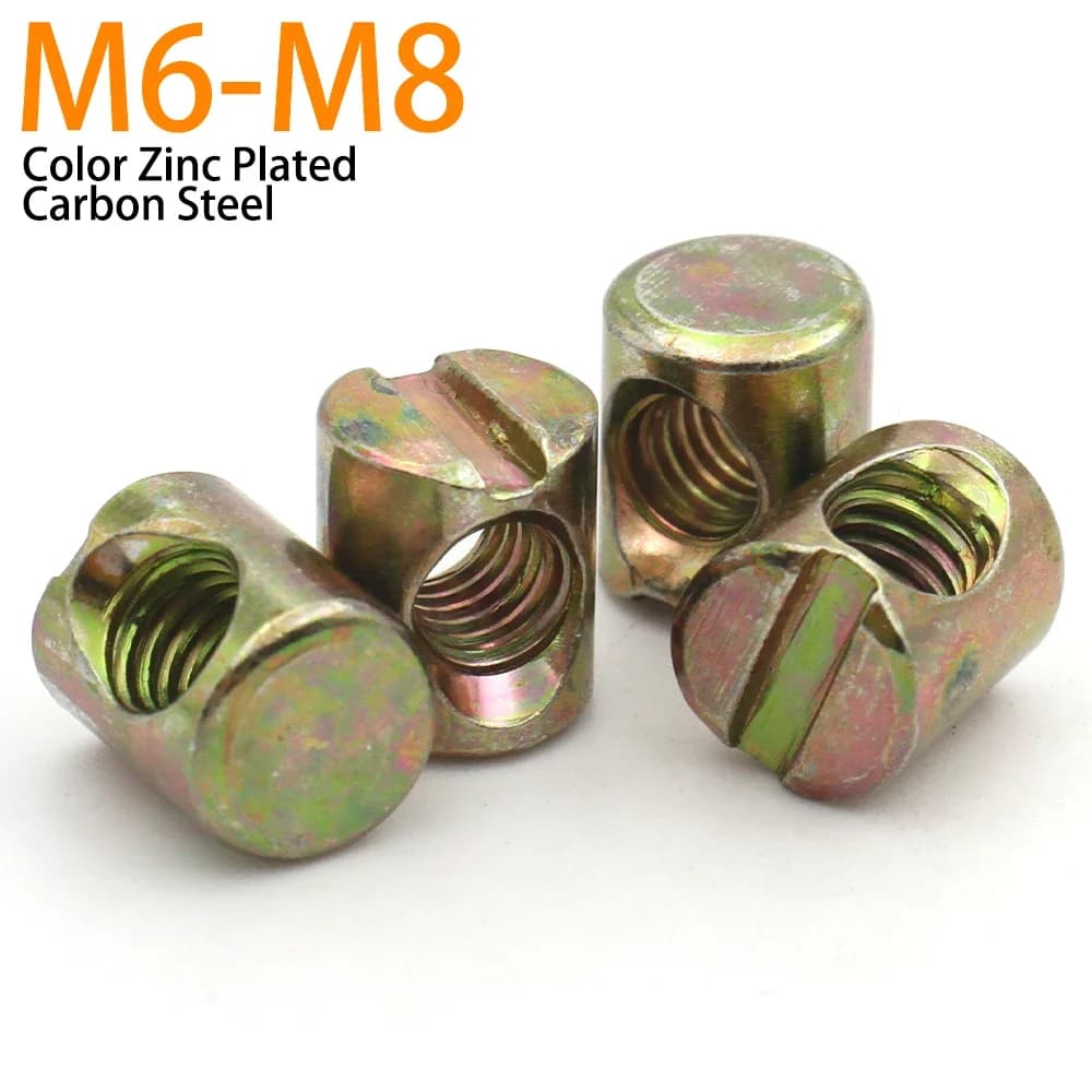 Heavy-Duty Barrel Bolts | 10-50pcs M6 M8 Hammer Embedded Nuts | Bed Frame & Chair Hardware - Thumbnail 2