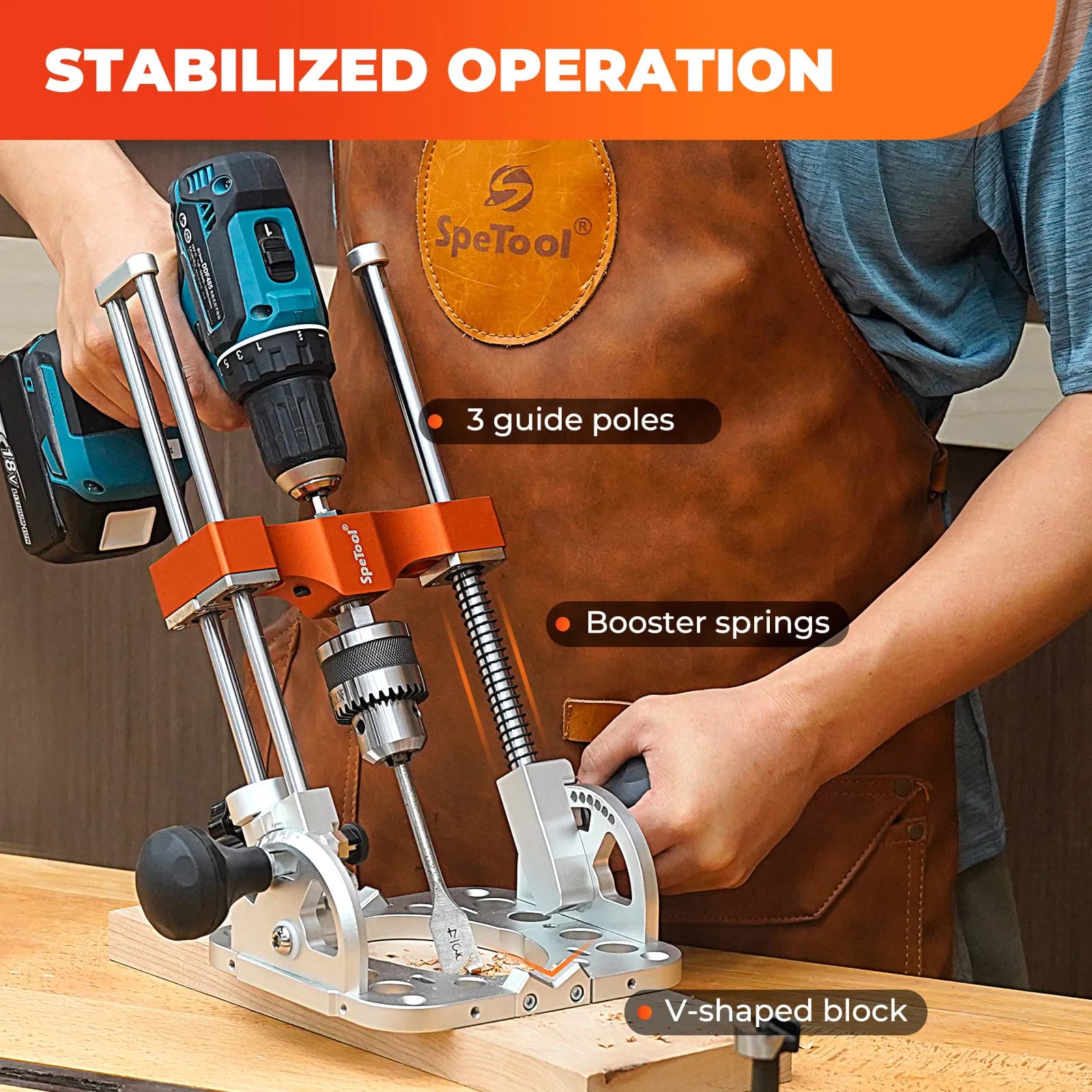Portable Drill Guide | 0.05mm Precision | 0-60° Multi-Angle Adjustable | Heavy-Duty Aluminum Base - Thumbnail 5