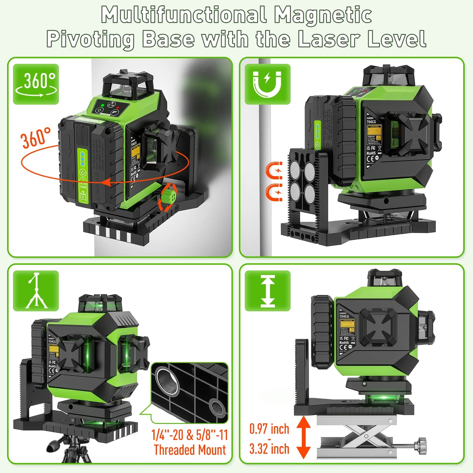 4D Laser Level | 16-Line 360° Self-Leveling | Green Beam Digital Display - Thumbnail 2