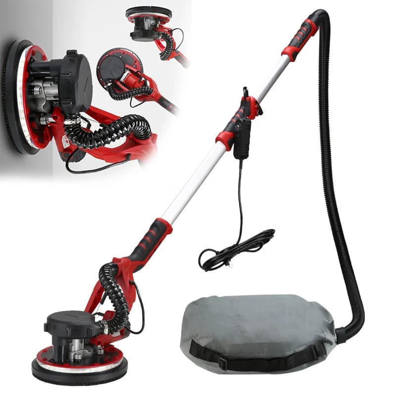 225mm Electric Drywall Sander | 1250W High-Power | LED Light & Long Rod for Wall Polishing - Thumbnail 2