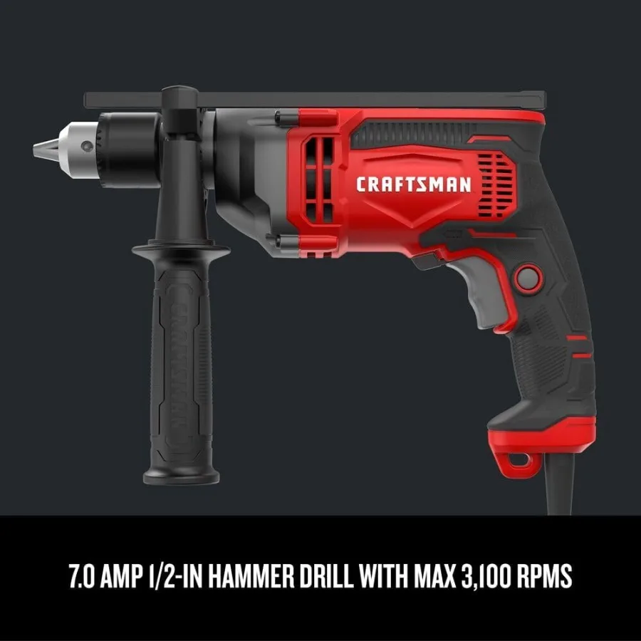 Heavy-Duty 7 Amp Hammer Drill | Professional-Grade 1/2-Inch Chuck for Concrete & Masonry - Thumbnail 3