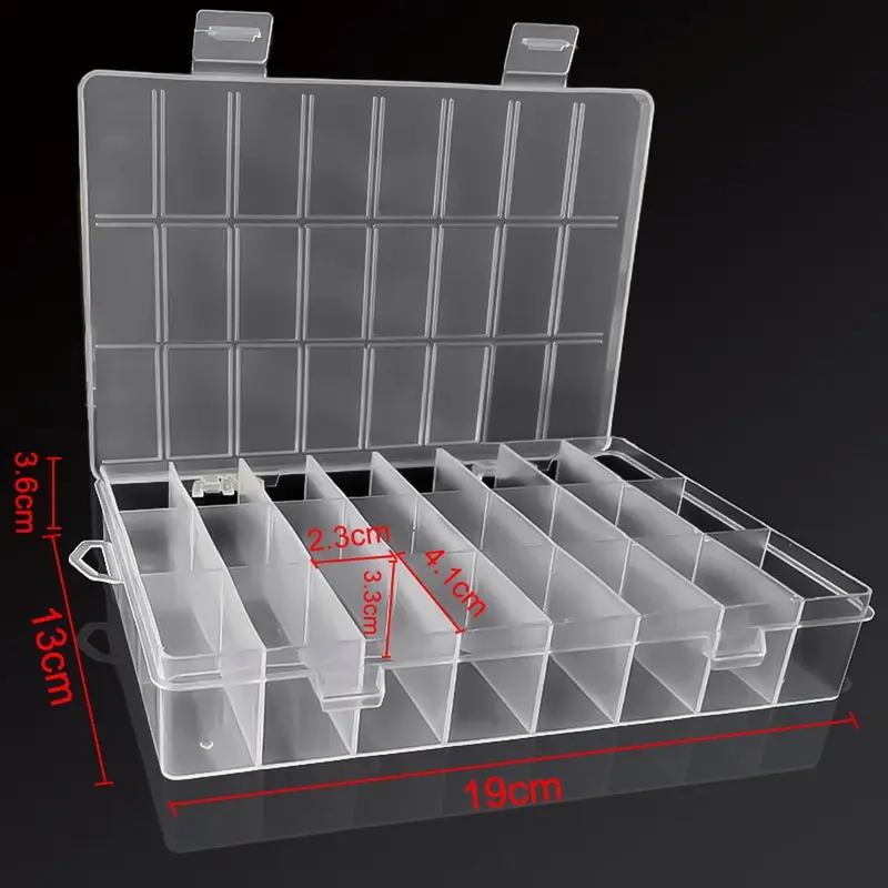 24-Grid Jewelry Organizer Box | Clear Compartment Storage | Bead & Earring Display Case - Thumbnail 4