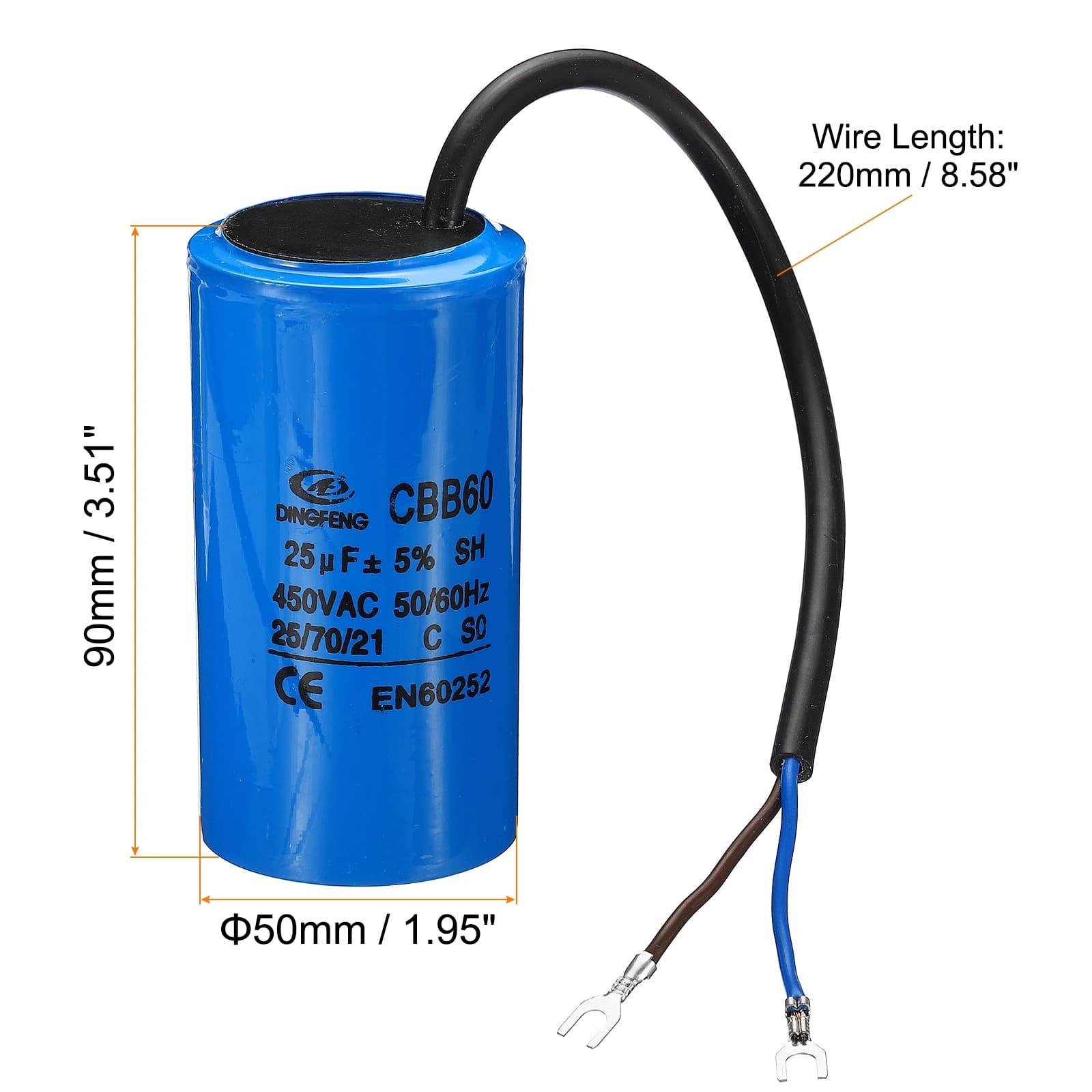 CBB60 Motor Run Capacitor | 450V AC | 25-70µF | For Air Compressor & Washing Machine Motors - Thumbnail 5