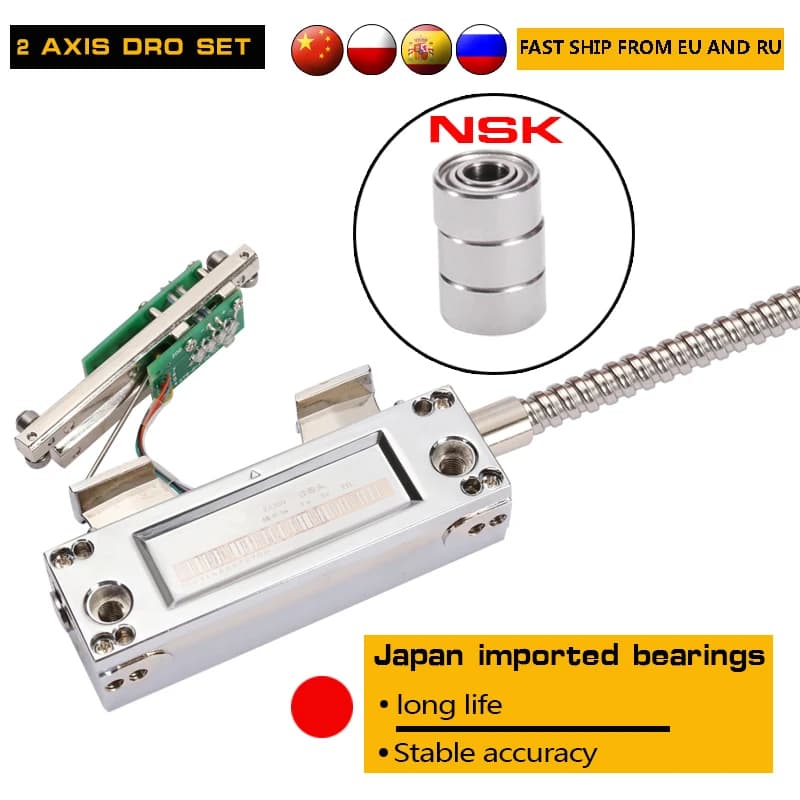 SINO 3 Axis Digital Readout Display Sets DRO with 3pcs Greating Glass Linear Scales Ruler Encoder Sensor for Milling Lathe - Thumbnail 5