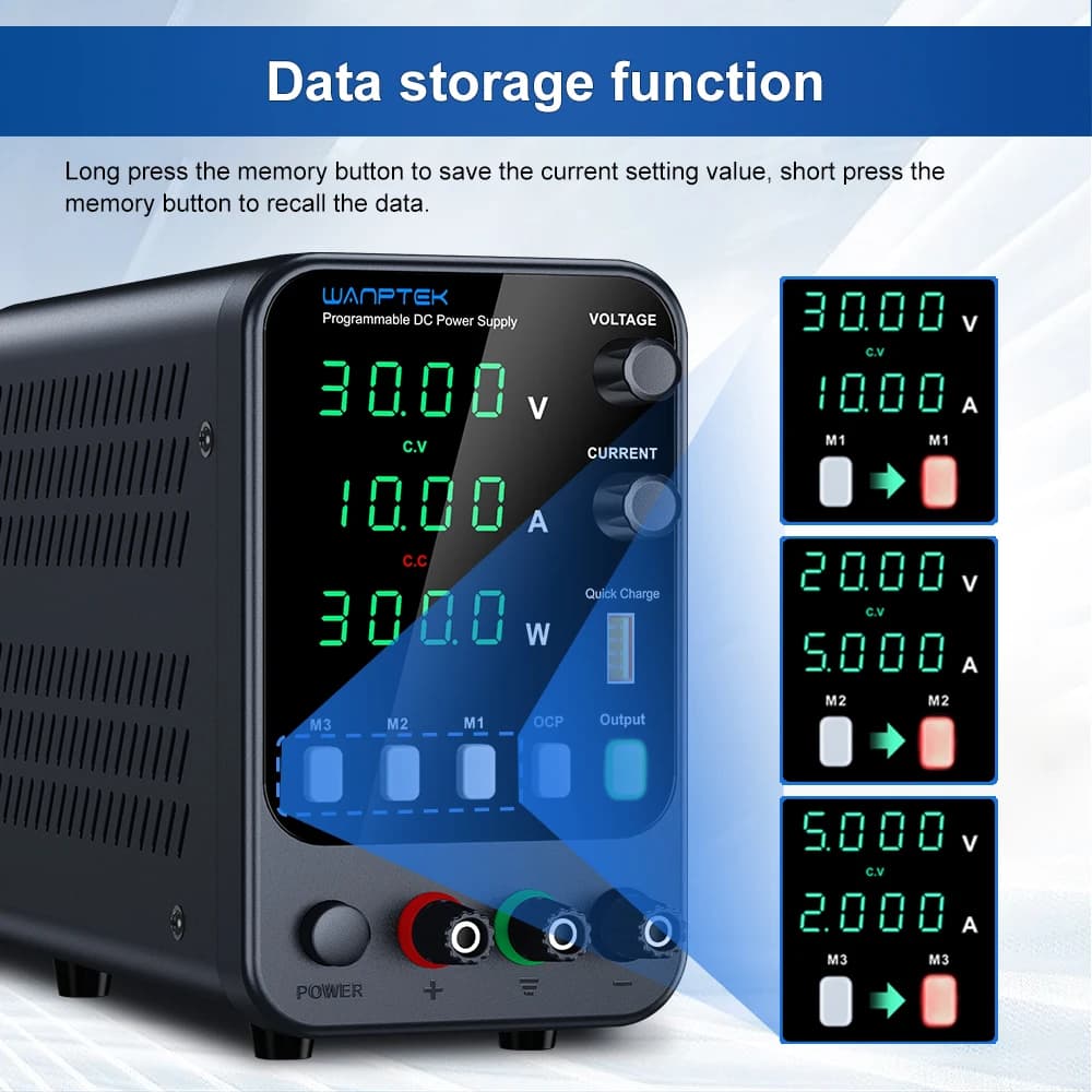 Adjustable DC Power Supply | 30V 5A Lab-Grade Precision | Digital Display & Memory Function - Thumbnail 3