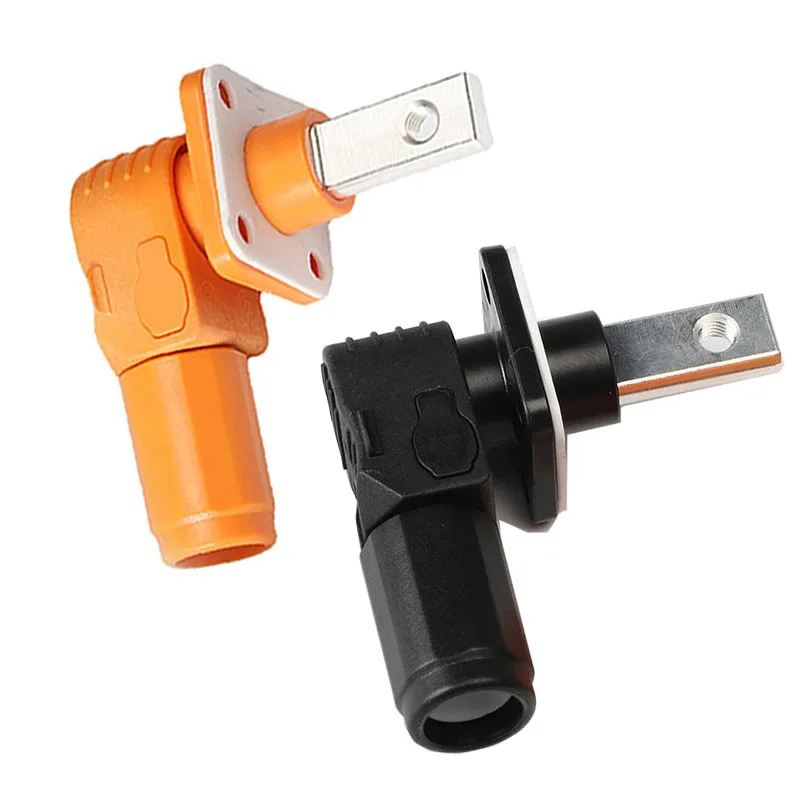 120A high current waterproof connector for forklift battery power, featuring a durable orange housing and secure screw terminals.
