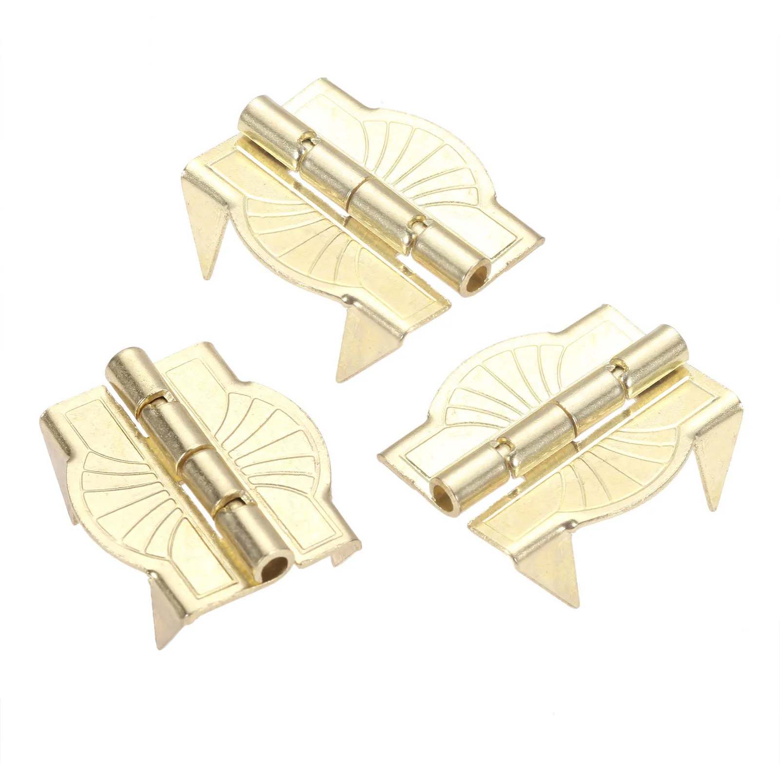 Gold Metal Hinges 10Pcs | For Luggage & Wooden Box | 22x19mm Cabinet Hardware - Thumbnail 2
