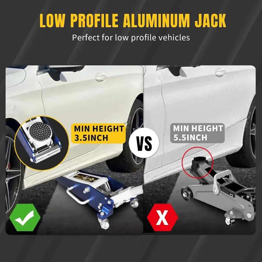 1.5-Ton Low-Profile Floor Jack | Lightweight Aluminum & Steel for Automotive Repair - Thumbnail 6