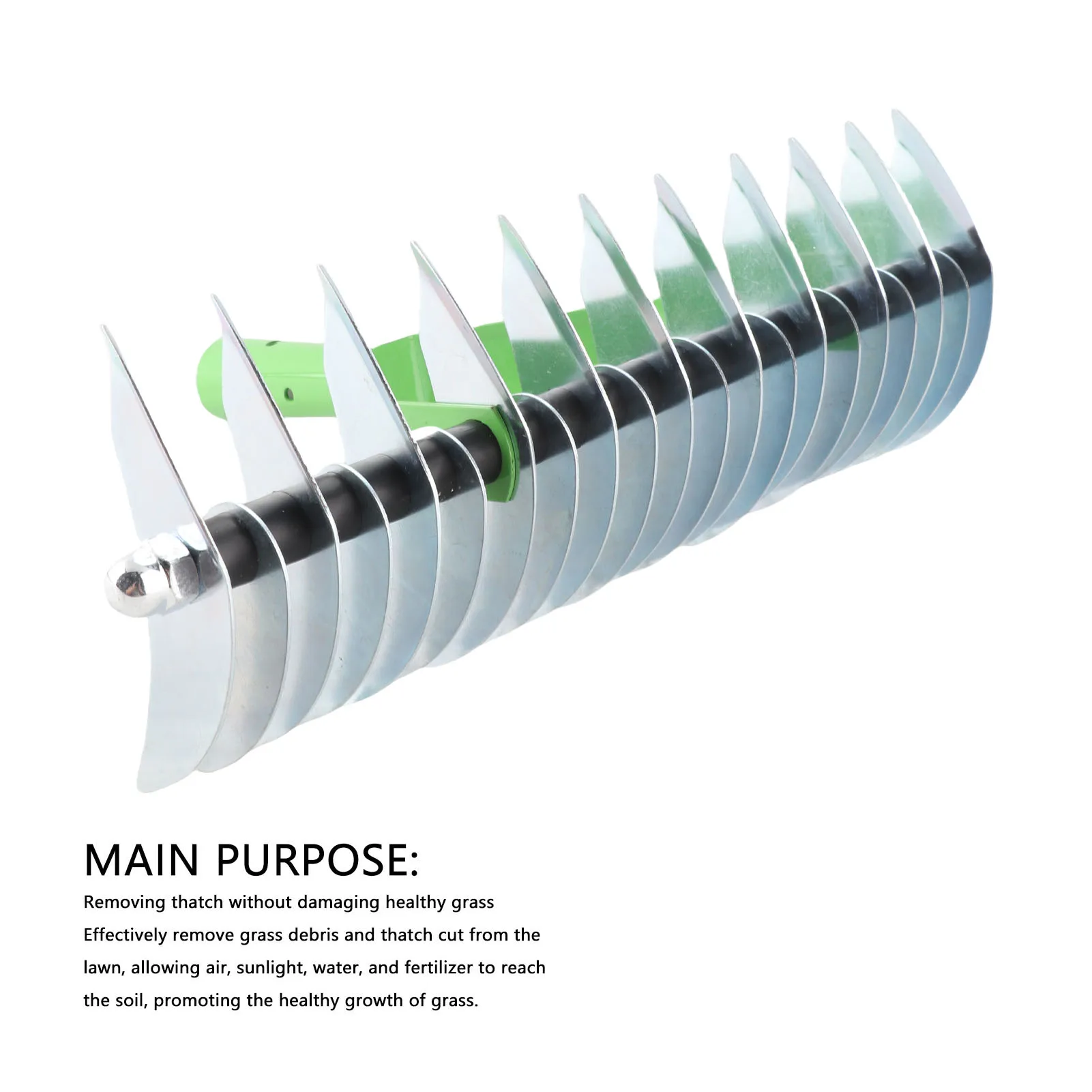 Steel Thatch Rake | Curved Tip Teeth Design | Heavy-Duty Lawn & Garden Supplies - Thumbnail 3