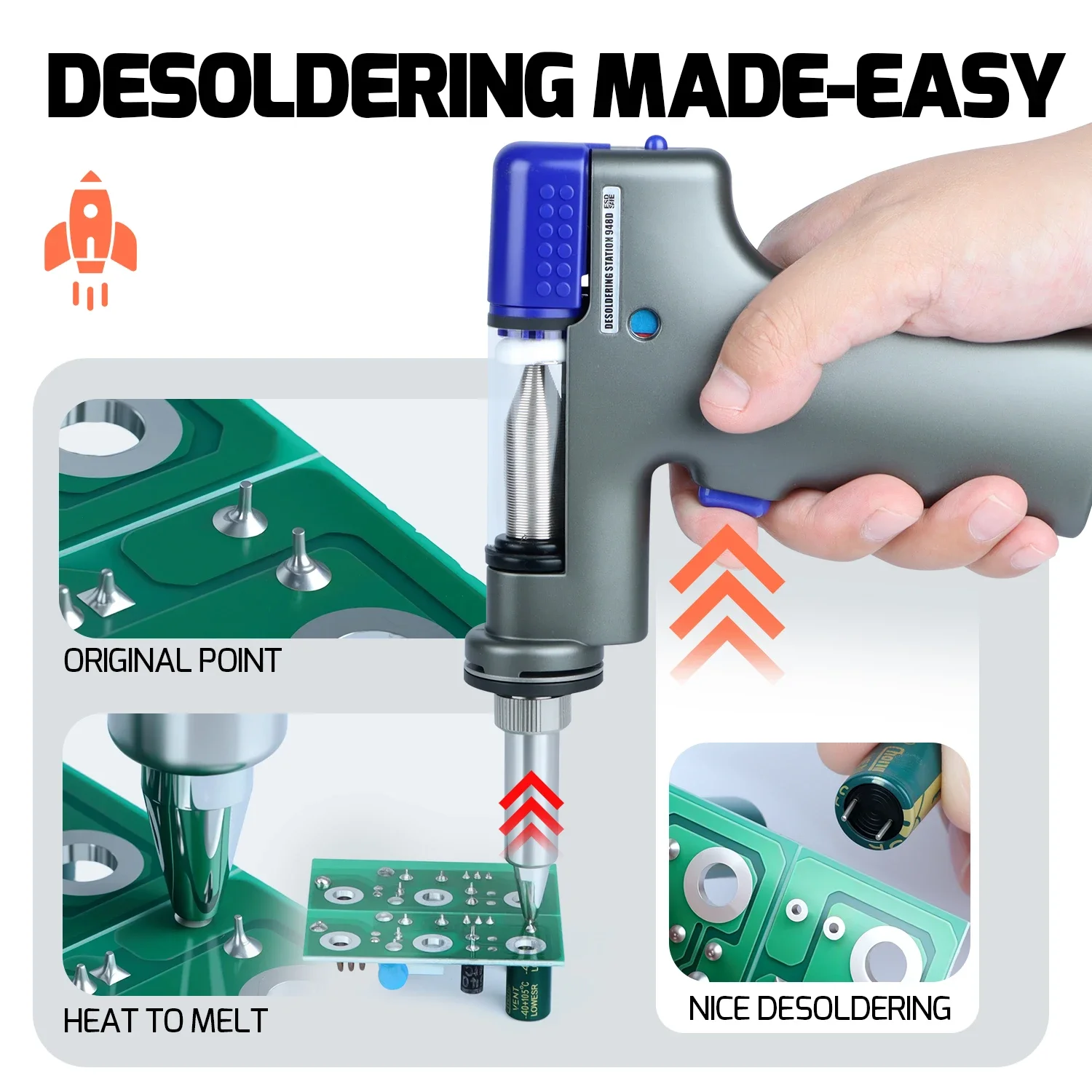 Desoldering Station | 110W Suction Gun | Precision Solder Removal Tool - Thumbnail 4