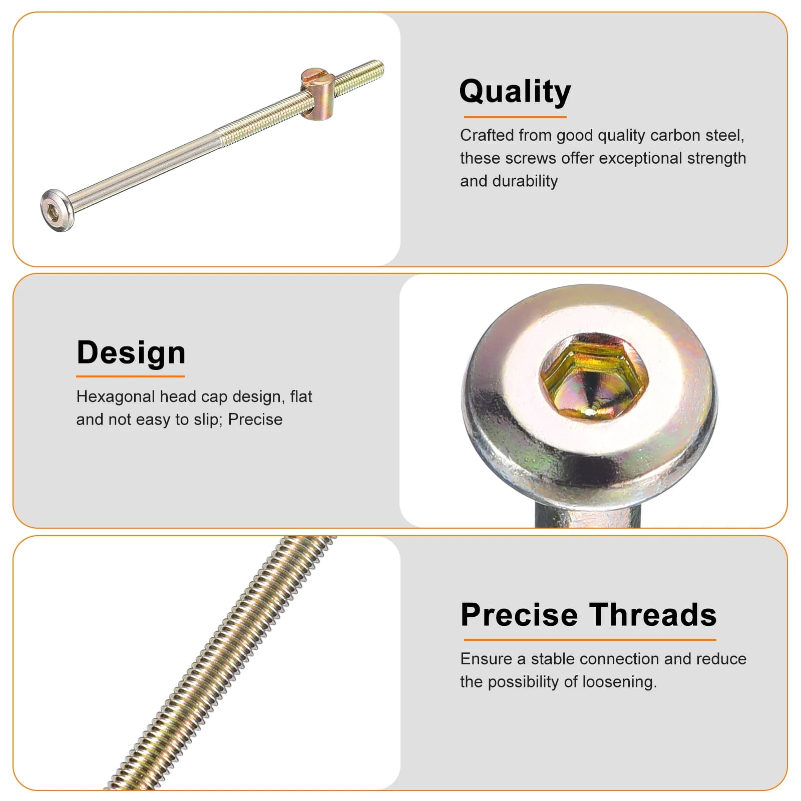 Heavy-Duty Furniture Barrel Nuts | M6x80-120mm with Wrench | For Chairs, Cots & Baby Beds - Thumbnail 4