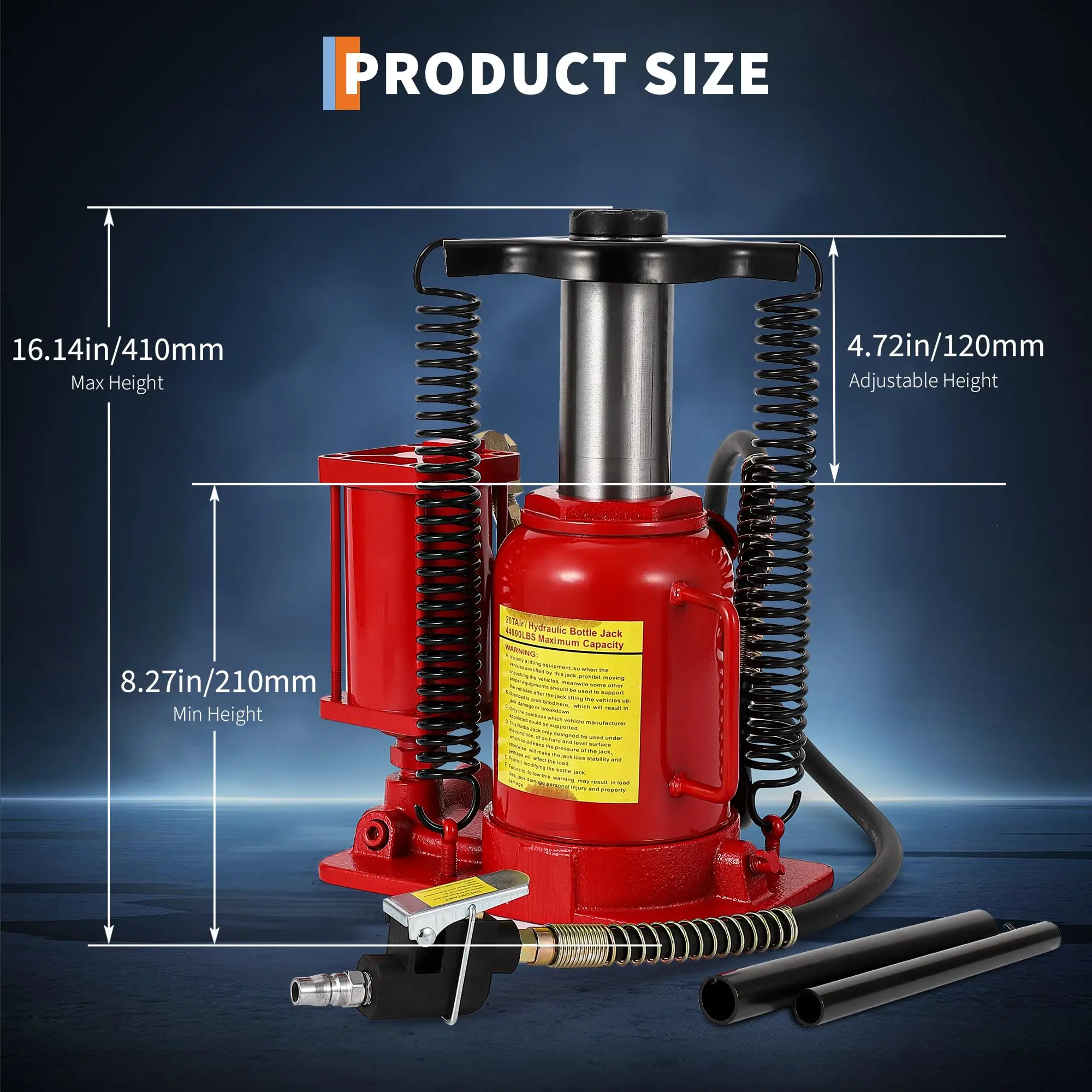 Air-Powered Bottle Jack | 12-20 Ton Heavy-Duty Capacity | All-Welded Hydraulic Lift for Automotive & Industrial - Thumbnail 4