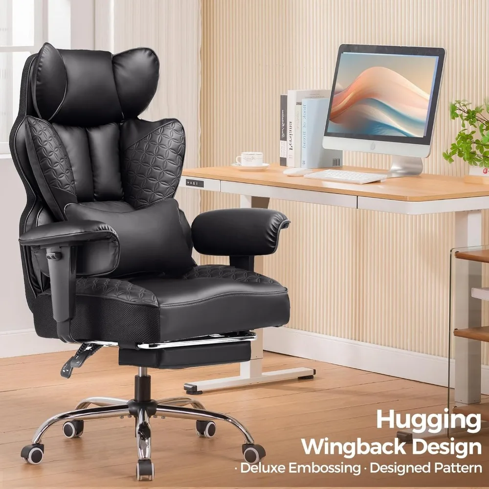and Tall Gaming Chair | 400LBS Capacity with Deluxe Embossed Leather | 150° Reclining Foot Rest - Thumbnail 3