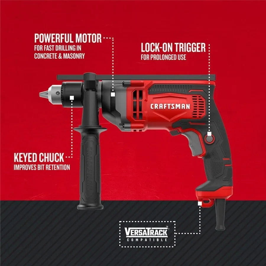 Heavy-Duty 7 Amp Hammer Drill | Professional-Grade 1/2-Inch Chuck for Concrete & Masonry - Thumbnail 2