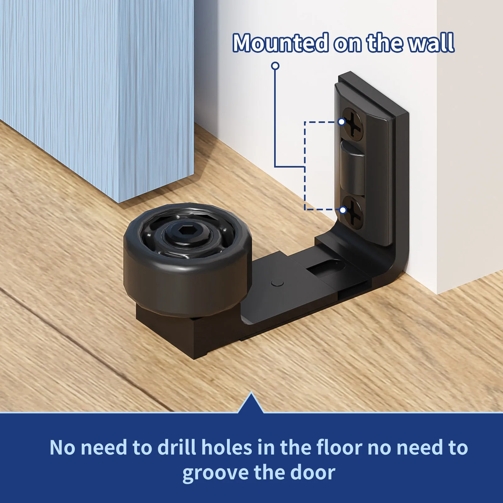 Sliding Door Floor Guide | Adjustable Barn Door Hardware | Wall-Mounted & Floor-Friendly - Thumbnail 4