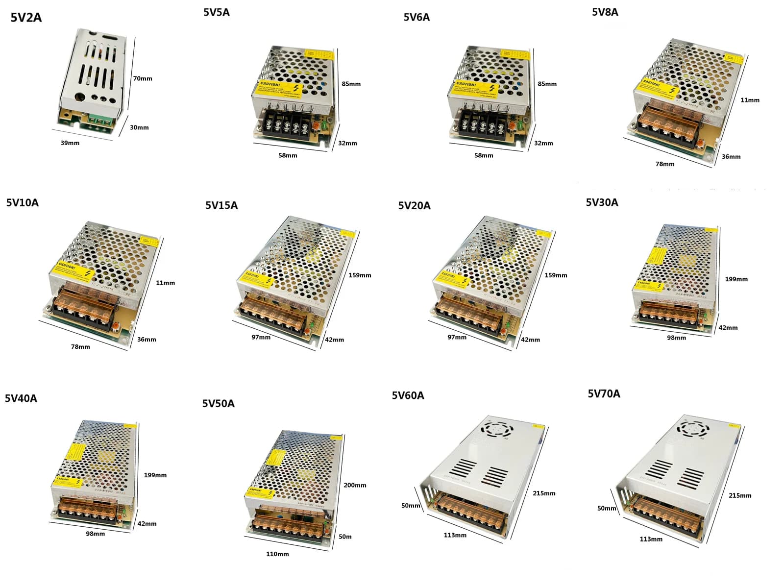 DC 5V 12V 24V 36V 48V Switching Power Supply 2A 3A 4A 5A 8A 10A 15A 20A 30A 40A 50A Transformer Power LED lighting Adapter - Thumbnail 3