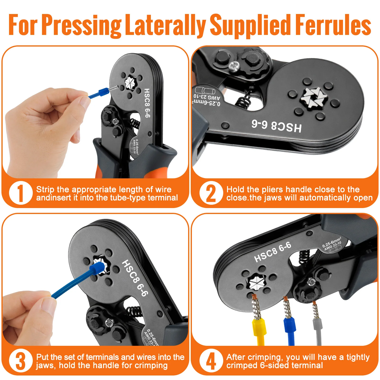 Ratcheting Crimping Tool Kit | 23-7 AWG Ferrules | Self-Adjusting Wire Terminal Crimper - Thumbnail 4