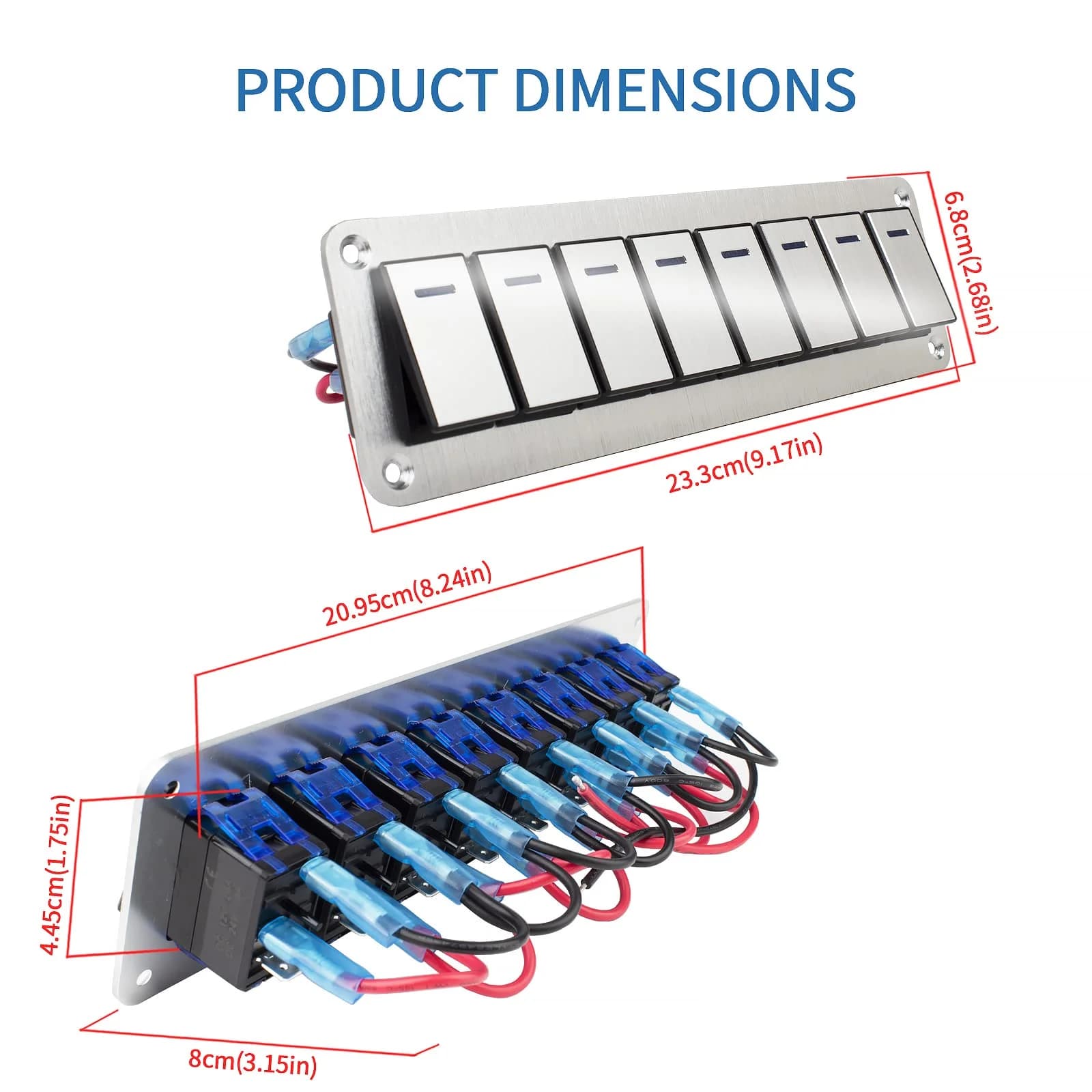 Marine-Grade Rocker Switch Panel | 2-8 Circuit Control | Waterproof Toggle Panel for Boats & RVs - Thumbnail 3