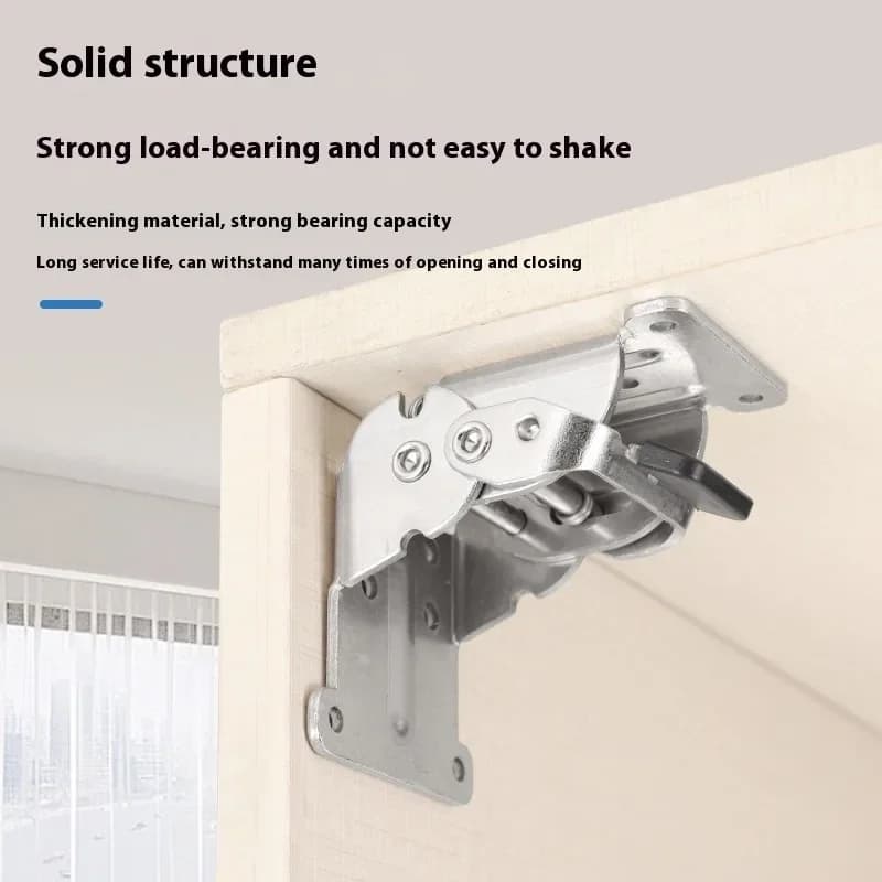 Cabinet Hinge with Lock | Self-Locking Folding Table Leg | Bedside Shelf Hardware - Thumbnail 4