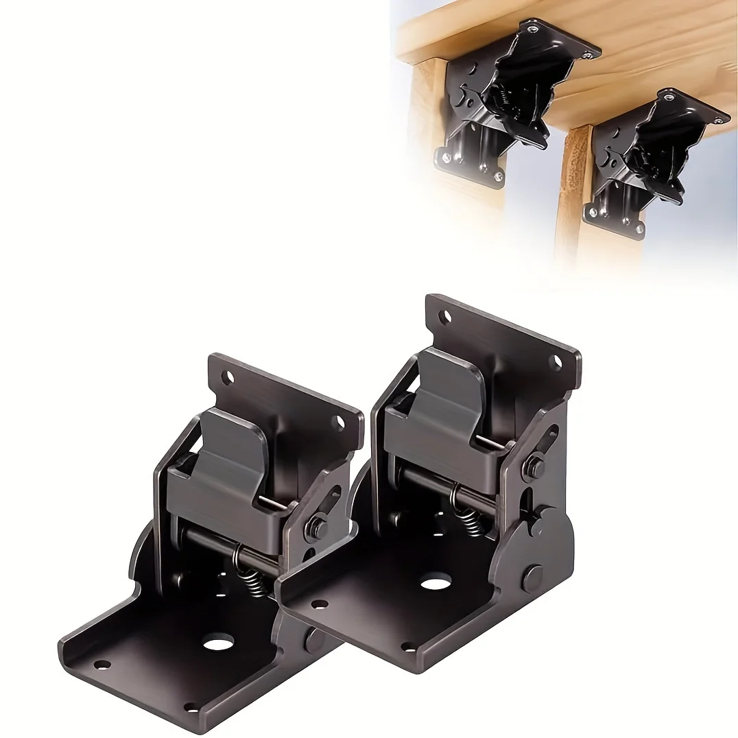Heavy-Duty Self-Locking Folding Bracket | 90-Degree Hinge | 330 lb Capacity for Table Legs - Thumbnail 2
