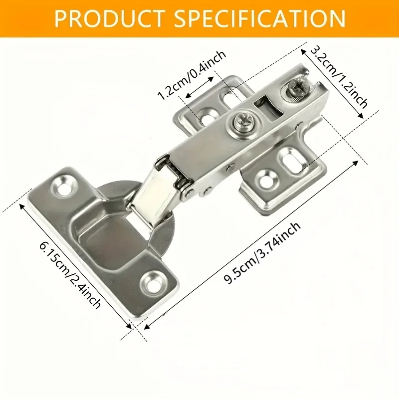 Close Cabinet Hinges 2-Pack | Hydraulic Damper Buffer | Kitchen Cupboard & Furniture - Thumbnail 4